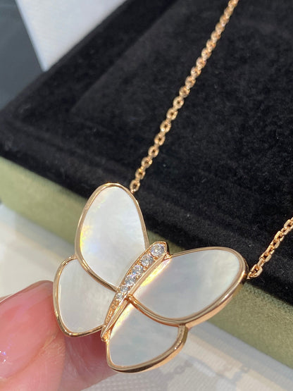 [Clover Jewelrys]BUTTERFLY GOLD MOP DIAMOND NECKLACE