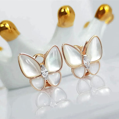 [Clover Jewelrys]BUTTERFLY MOP DIAMOND EARRINGS