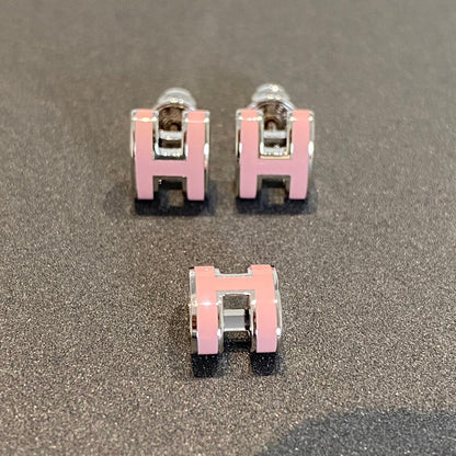 [Clover Jewelrys]MINI POP H SILVER EARRINGS PINK