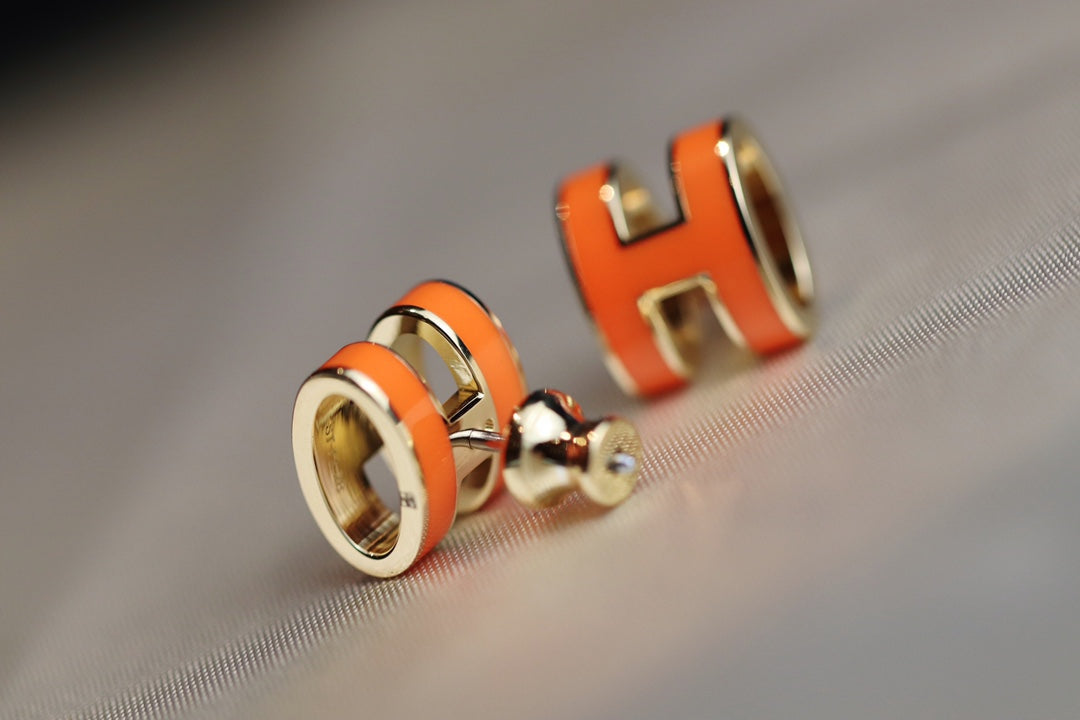 [Clover Jewelrys]MINI POP H EARRINGS ORANGE