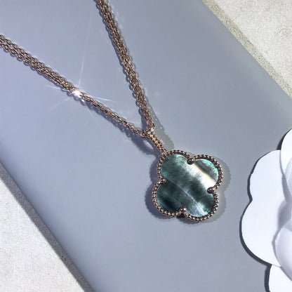 [Clover Jewelrys]CLOVER 25MM GOLD DARK MOP BIG CLOVER NECKLACE