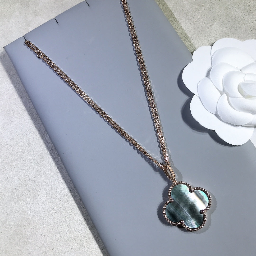 [Clover Jewelrys]CLOVER 25MM GOLD DARK MOP BIG CLOVER NECKLACE