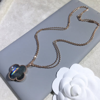 [Clover Jewelrys]CLOVER 25MM GOLD DARK MOP BIG CLOVER NECKLACE