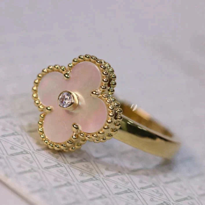 [Clover Jewelrys]CLOVER PINK MOP RING GOLD DIAMOND