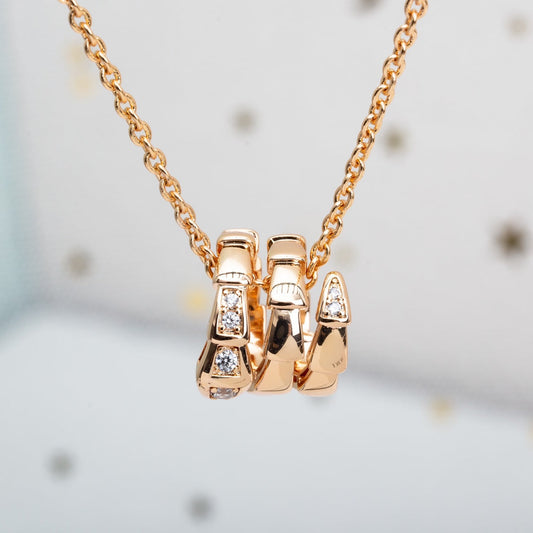 [Clover Jewelrys]SERPENTI PINK GOLD NECKLACE DIAMOND