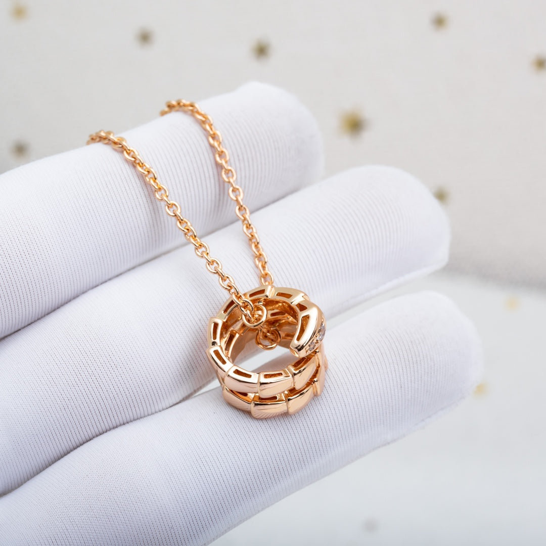 [Clover Jewelrys]SERPENTI PINK GOLD NECKLACE DIAMOND