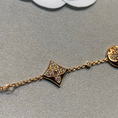 [Clover Jewelrys]STAR AND SUN 4 MOTIFS GOLD DIAMONDS BRACELET