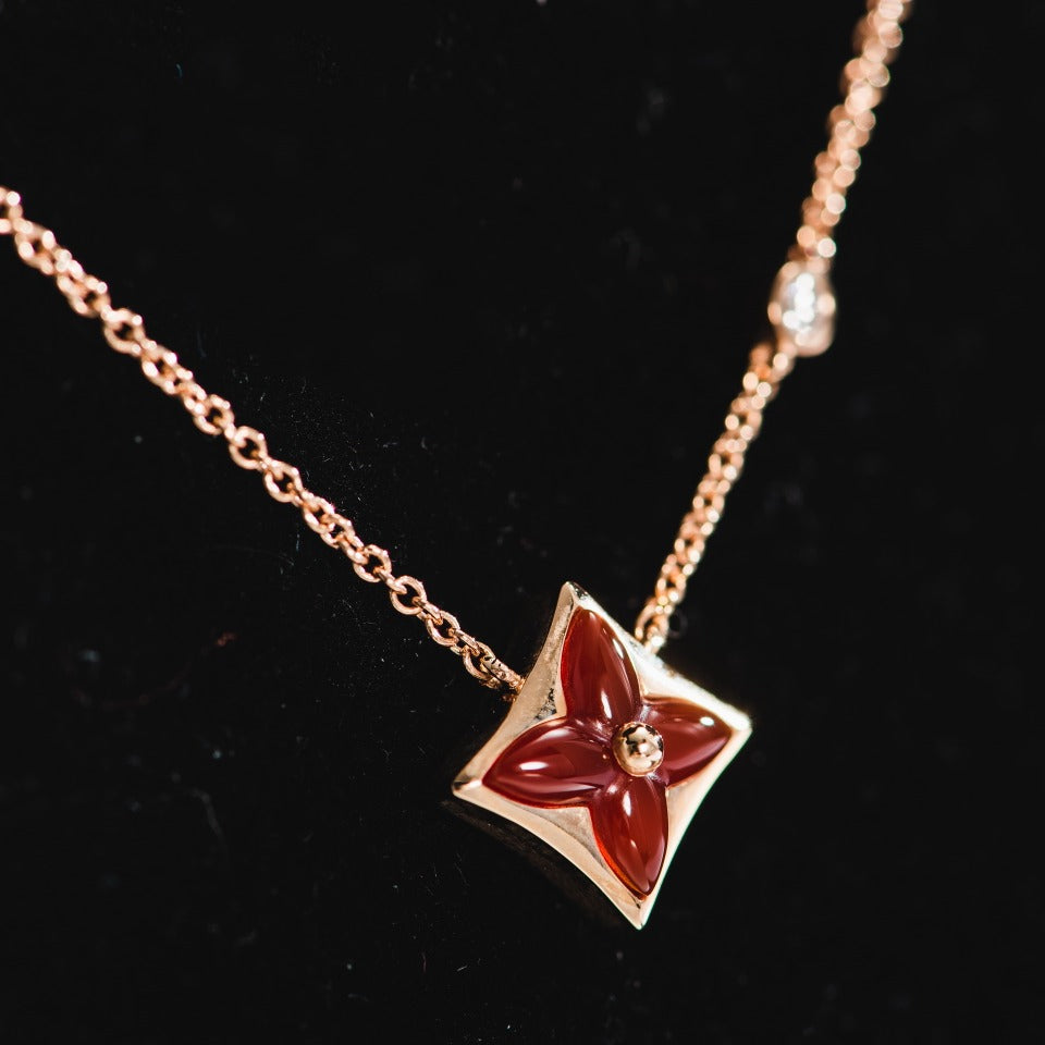 [Clover Jewelrys]STAR NECKLACE PINK GOLD 1 DIAMOND