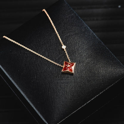 [Clover Jewelrys]STAR NECKLACE PINK GOLD 1 DIAMOND