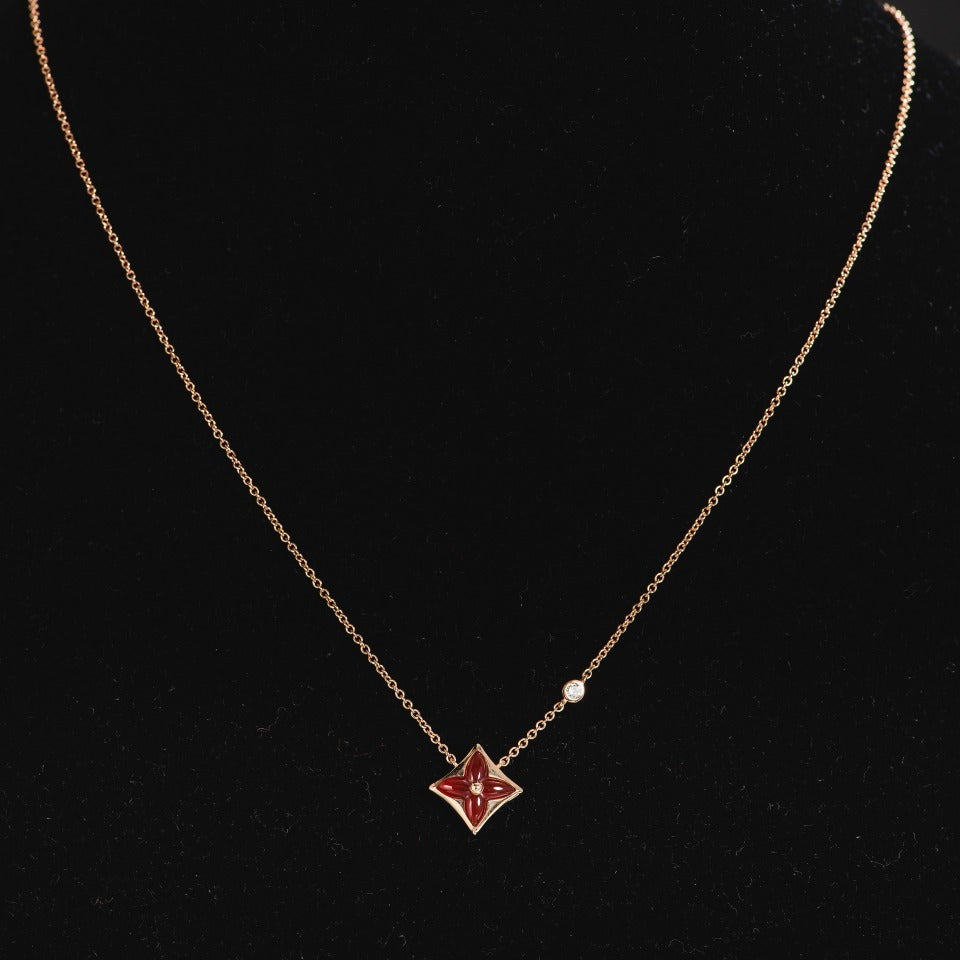 [Clover Jewelrys]STAR NECKLACE PINK GOLD 1 DIAMOND