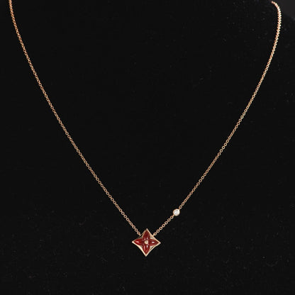 [Clover Jewelrys]STAR NECKLACE PINK GOLD 1 DIAMOND