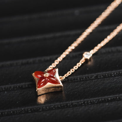 [Clover Jewelrys]STAR NECKLACE PINK GOLD 1 DIAMOND