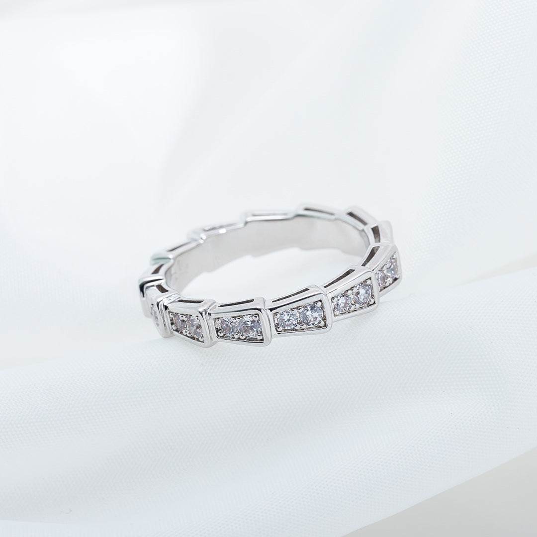 [Clover Jewelrys]SERPENTI RING SILVER DIAMOND PAVED 3MM