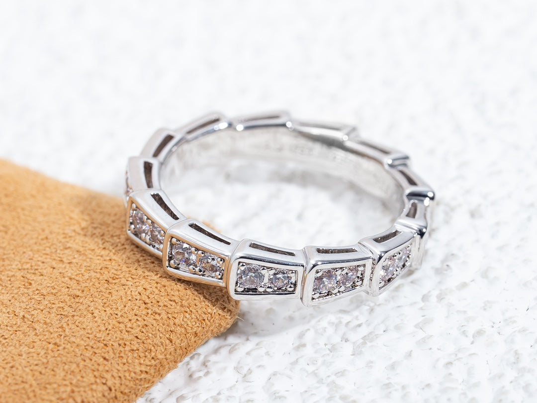 [Clover Jewelrys]SERPENTI RING SILVER DIAMOND PAVED 3MM