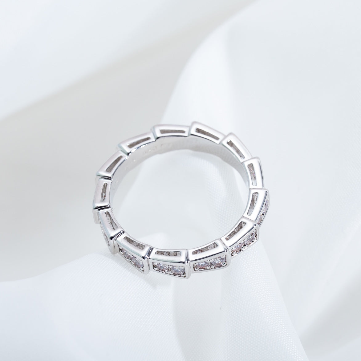 [Clover Jewelrys]SERPENTI RING SILVER DIAMOND PAVED 3MM