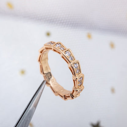 [Clover Jewelrys]SERPENTI RING PINK GOLD DIAMOND PAVED 3MM