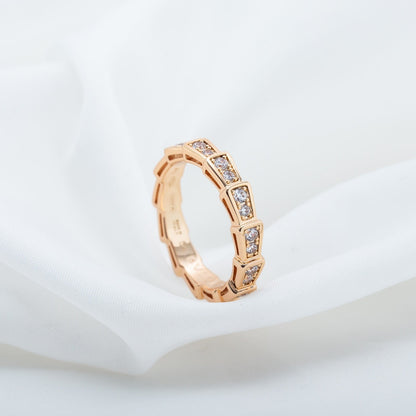 [Clover Jewelrys]SERPENTI RING PINK GOLD DIAMOND PAVED 3MM