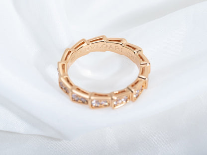 [Clover Jewelrys]SERPENTI RING PINK GOLD DIAMOND PAVED 3MM