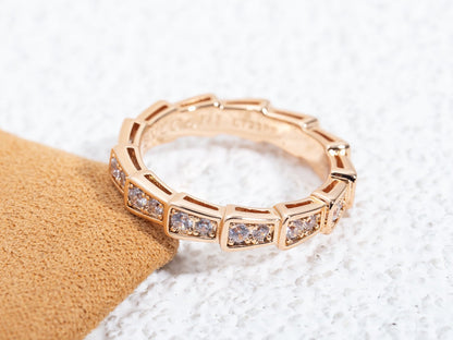 [Clover Jewelrys]SERPENTI RING PINK GOLD DIAMOND PAVED 3MM