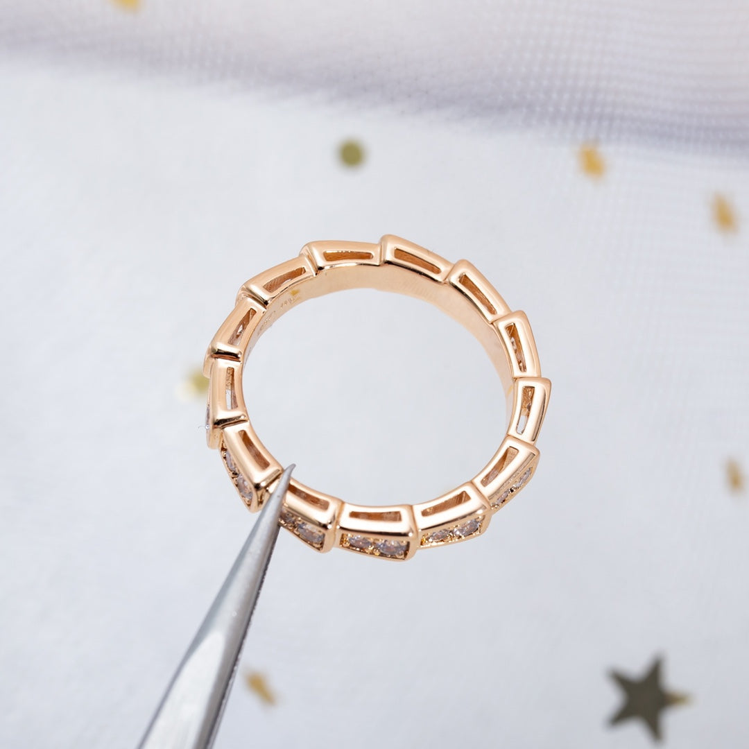 [Clover Jewelrys]SERPENTI RING PINK GOLD DIAMOND PAVED 3MM