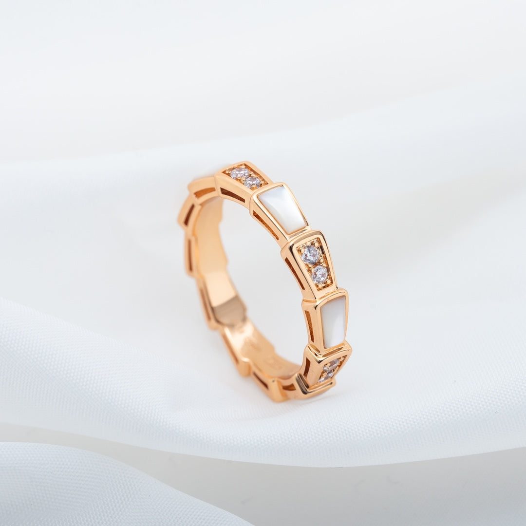 [Clover Jewelrys]SERPENTI RING PINK GOLD DIAMOND MOP 3MM