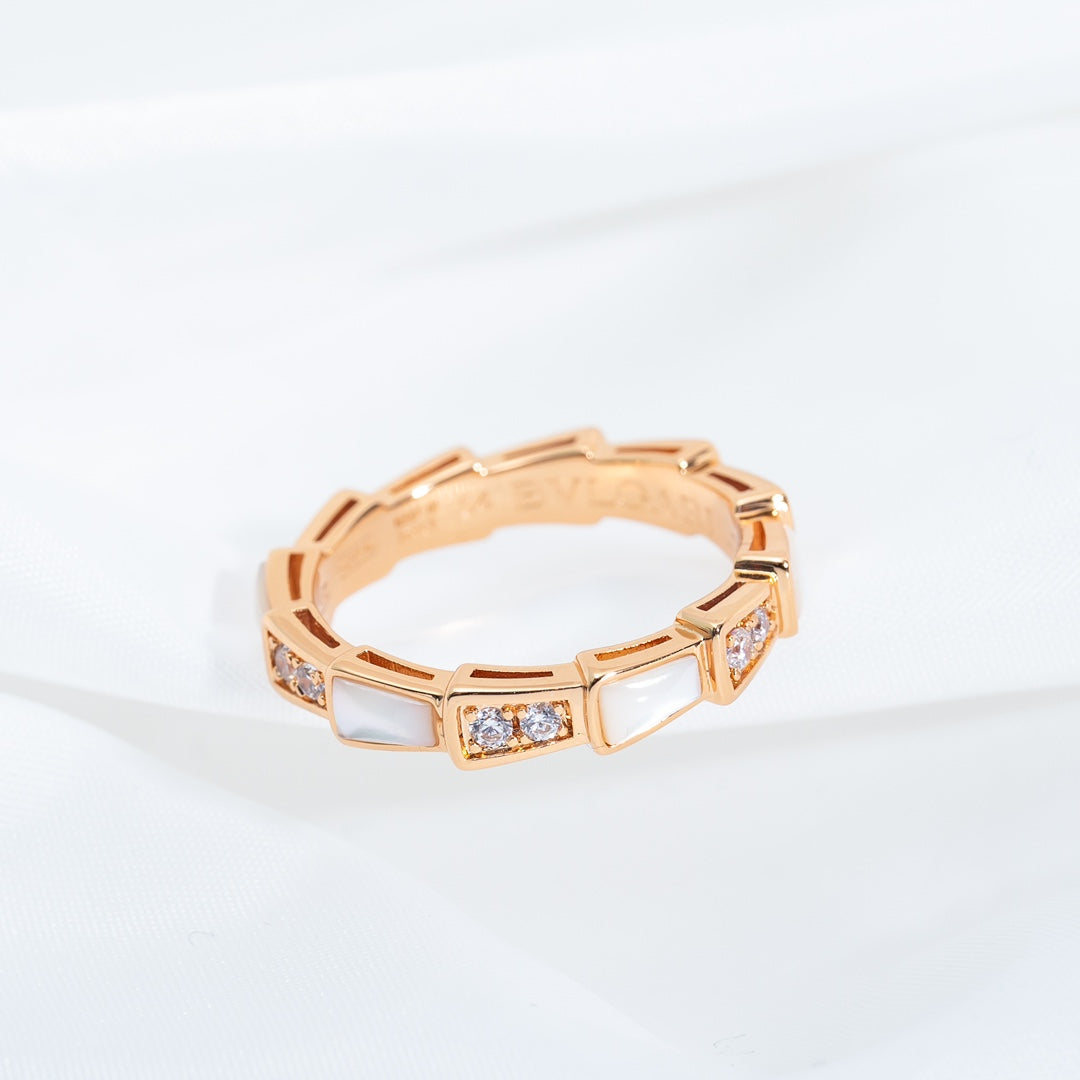 [Clover Jewelrys]SERPENTI RING PINK GOLD DIAMOND MOP 3MM