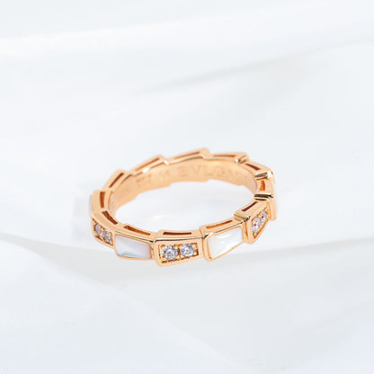 [Clover Jewelrys]SERPENTI RING PINK GOLD DIAMOND MOP 3MM