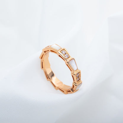 [Clover Jewelrys]SERPENTI RING PINK GOLD DIAMOND MOP 3MM