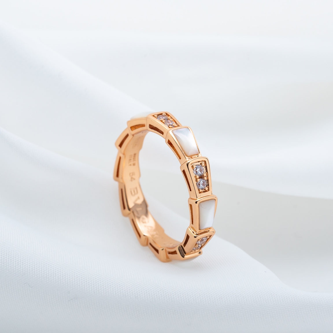 [Clover Jewelrys]SERPENTI RING PINK GOLD DIAMOND MOP 3MM