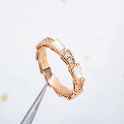 [Clover Jewelrys]SERPENTI RING PINK GOLD DIAMOND MOP 3MM