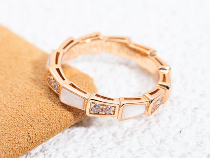 [Clover Jewelrys]SERPENTI RING PINK GOLD DIAMOND MOP 3MM