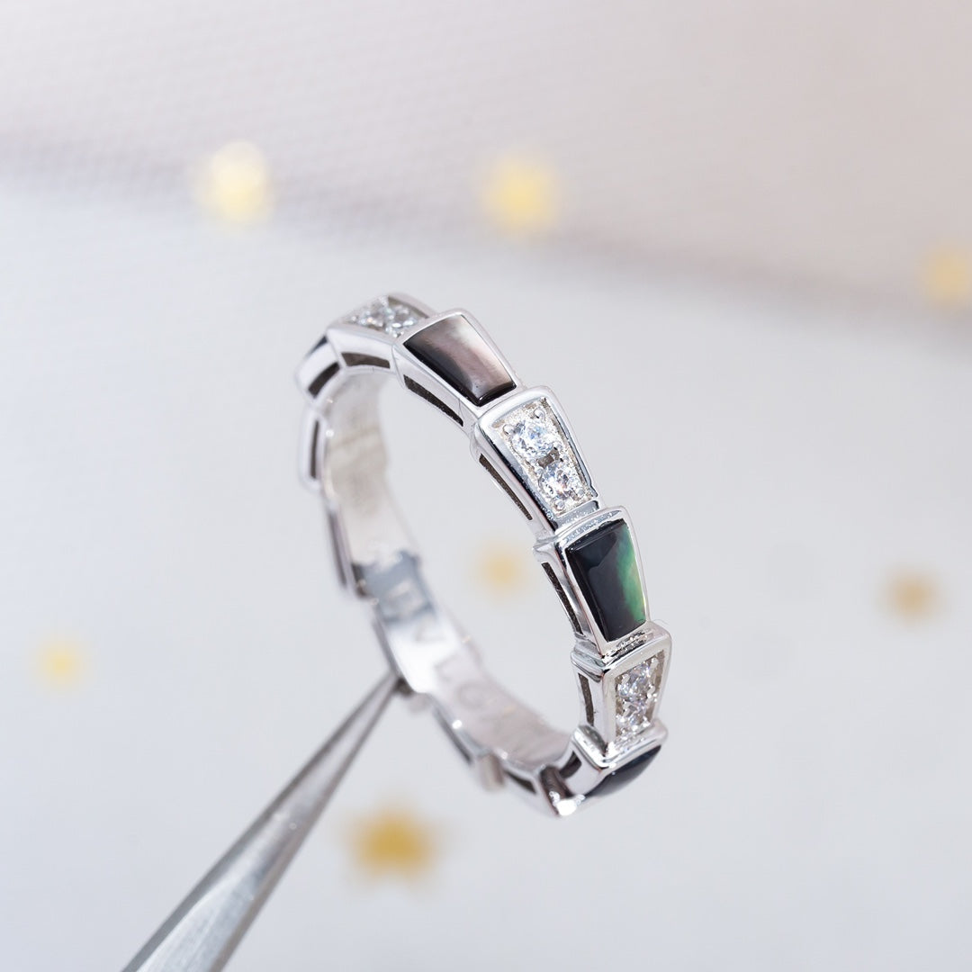 [Clover Jewelrys]SERPENTI RING SILVER  DIAMOND BLACK MOP 3MM