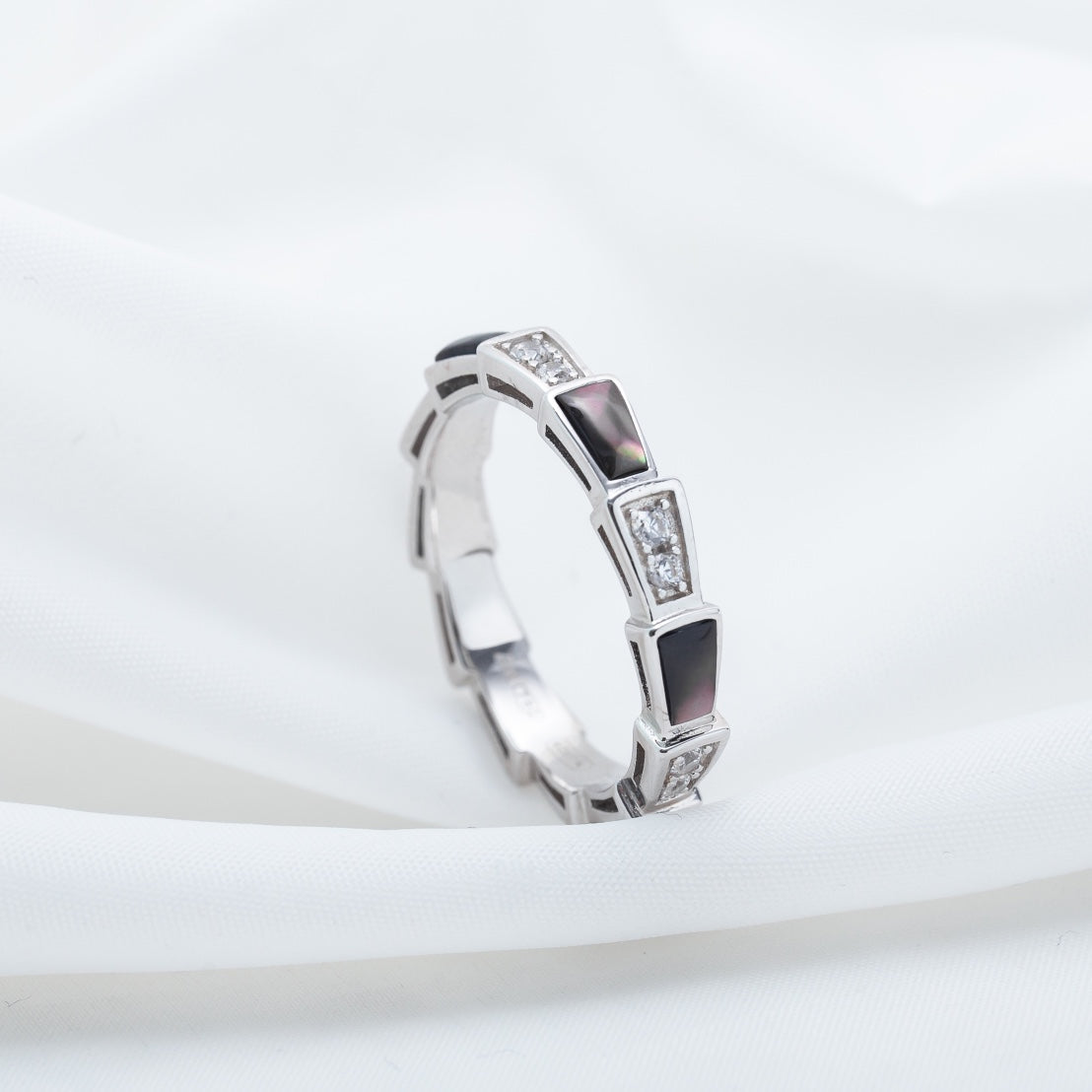 [Clover Jewelrys]SERPENTI RING SILVER  DIAMOND BLACK MOP 3MM