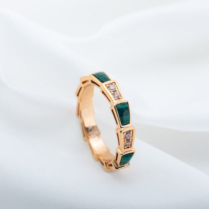 [Clover Jewelrys]SERPENTI RING PINK GOLD MALACHITE DIAMOND 3MM