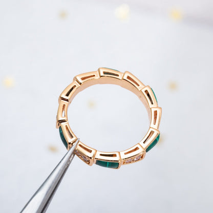 [Clover Jewelrys]SERPENTI RING PINK GOLD MALACHITE DIAMOND 3MM