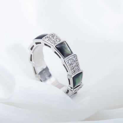 [Clover Jewelrys]SERPENTI RING SILVER DIAMOND BLACK MOP 4MM