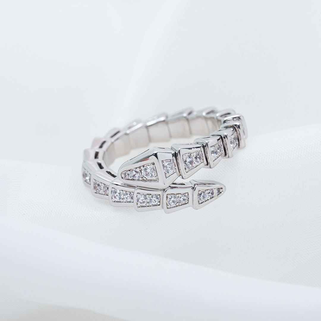 [Clover Jewelrys]SERPENTI RING SILVER DIAMOND PAVED 4MM