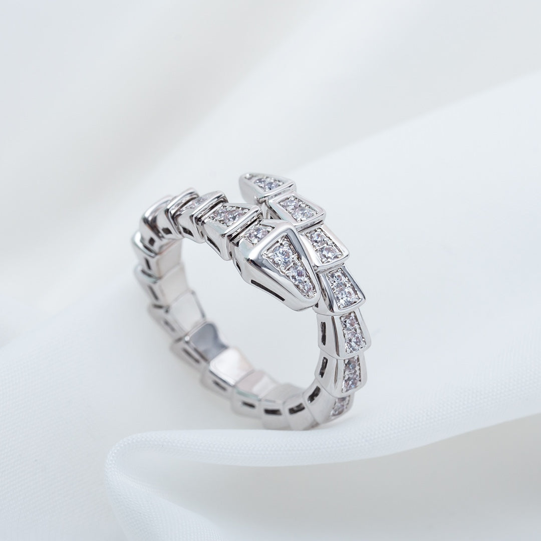 [Clover Jewelrys]SERPENTI RING SILVER DIAMOND PAVED 4MM