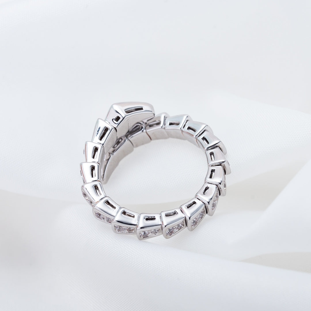 [Clover Jewelrys]SERPENTI RING SILVER DIAMOND PAVED 4MM