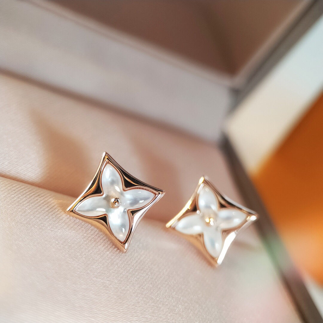 [Clover Jewelrys]STAR MOP PINK GOLD EARRINGS