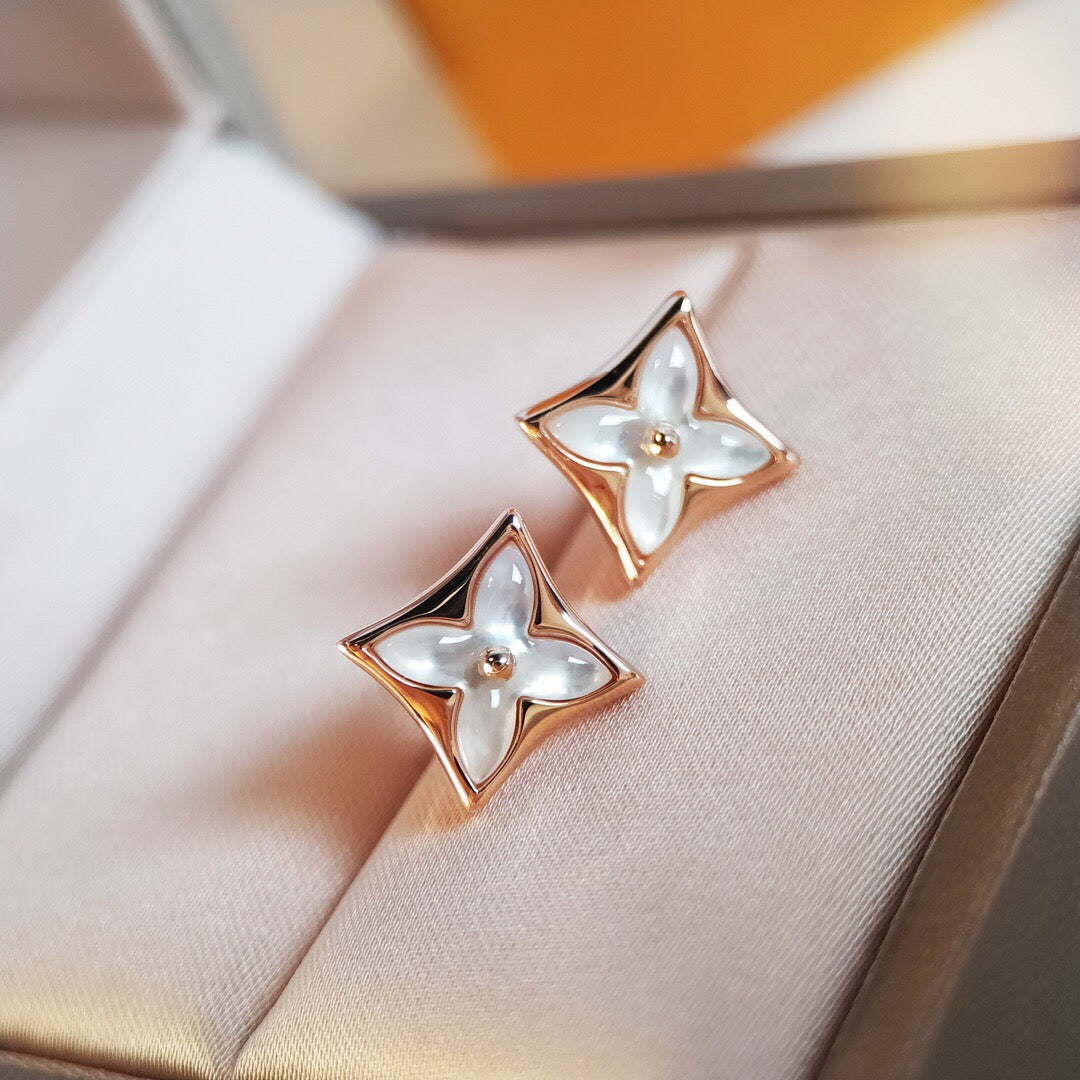 [Clover Jewelrys]STAR MOP PINK GOLD EARRINGS