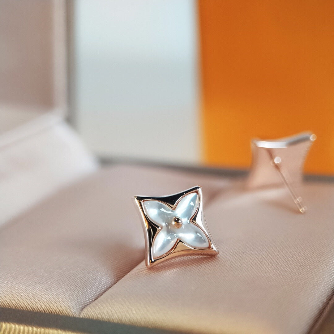 [Clover Jewelrys]STAR MOP PINK GOLD EARRINGS