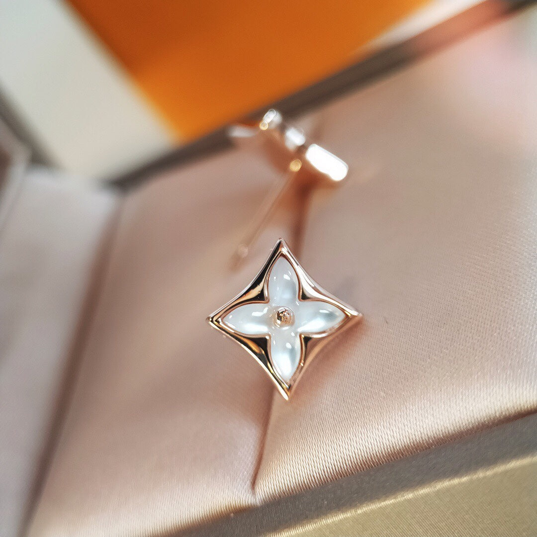 [Clover Jewelrys]STAR MOP PINK GOLD EARRINGS