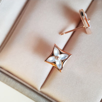 [Clover Jewelrys]STAR MOP PINK GOLD EARRINGS