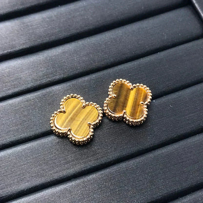 [Clover Jewelrys]CLOVER MEDIUM 1 MOTIFS TIGER EYE EARRINGS