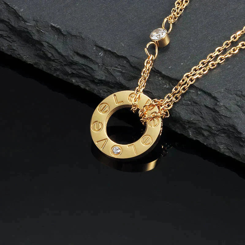 [Clover Jewelrys]LOVE NECKLACE 16MM 2 DIAMONDS