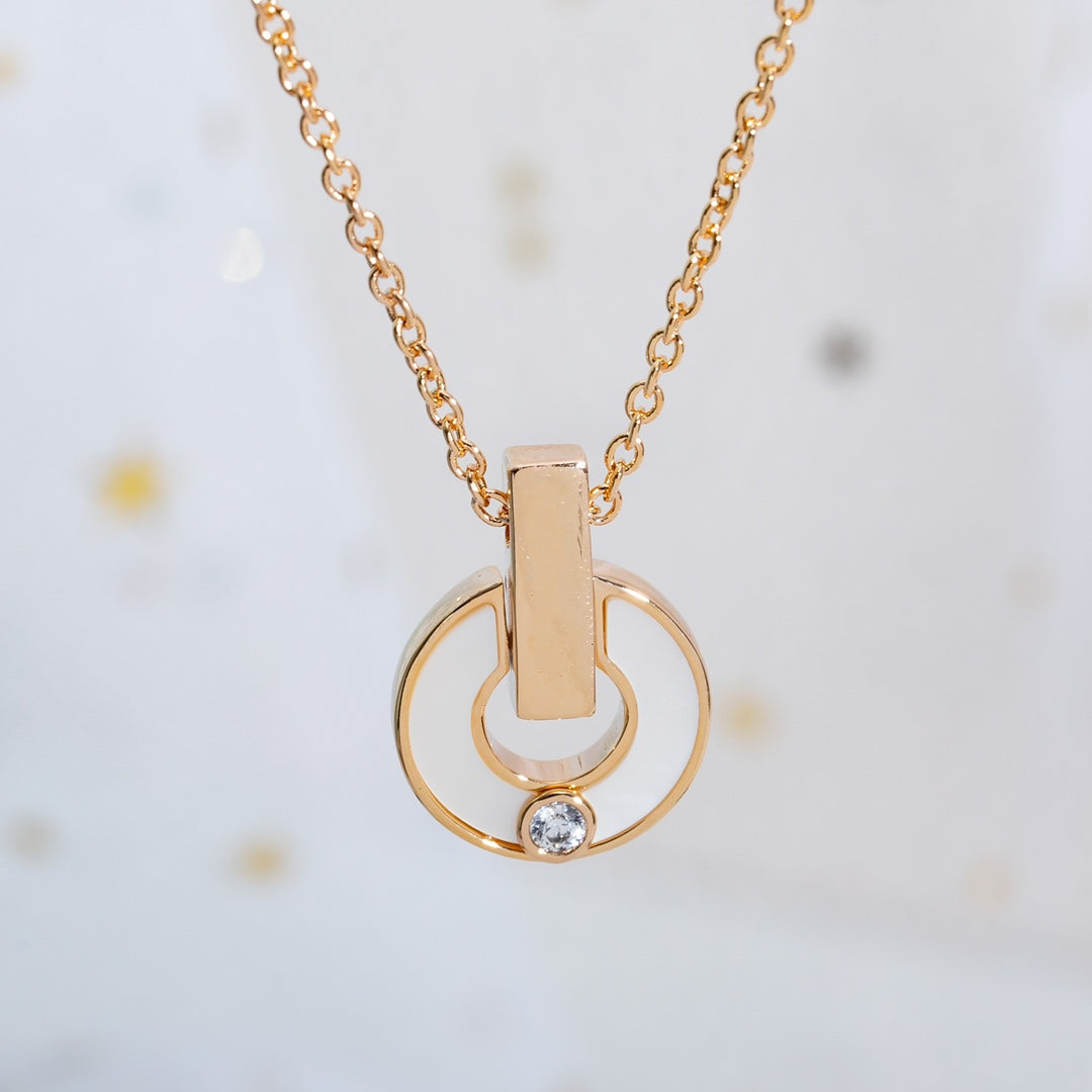 [Clover Jewelrys]GARI NECKLACE PINK GOLD MOP