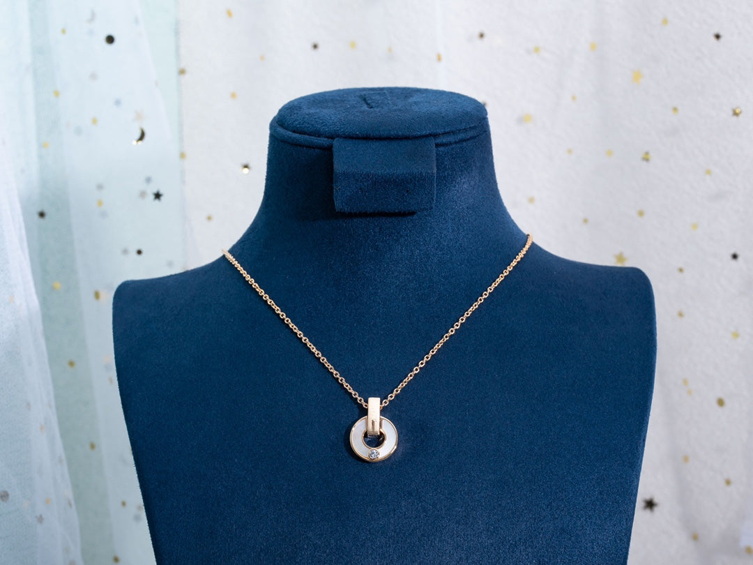 [Clover Jewelrys]GARI NECKLACE PINK GOLD MOP