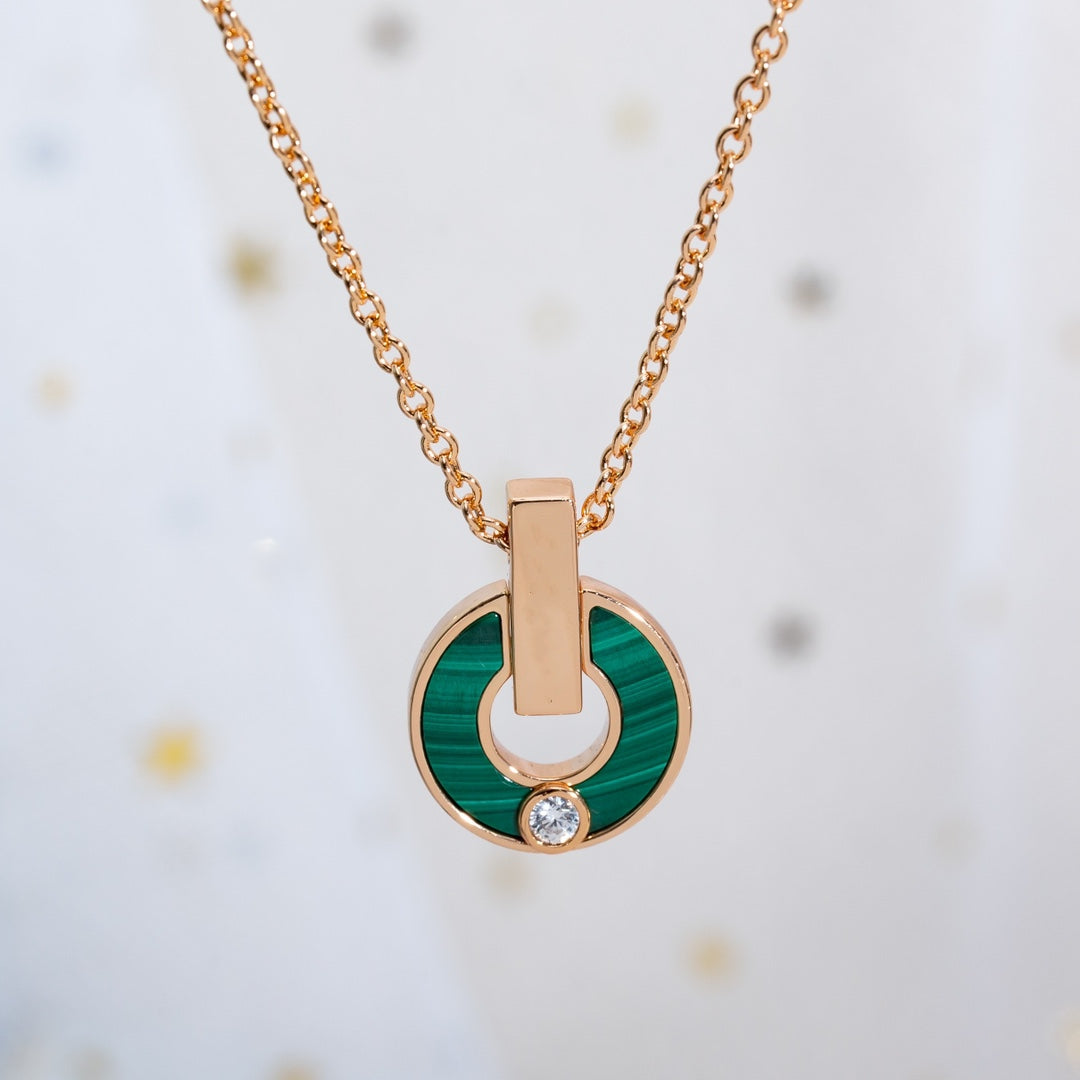 [Clover Jewelrys]GARI NECKLACE PINK GOLD MALACHITE