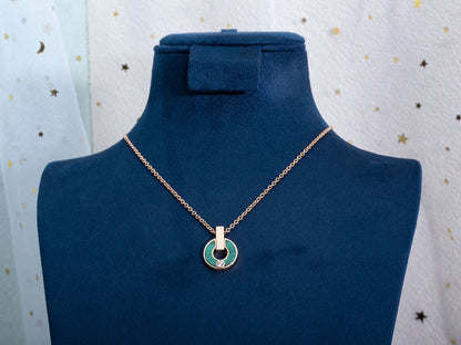 [Clover Jewelrys]GARI NECKLACE PINK GOLD MALACHITE